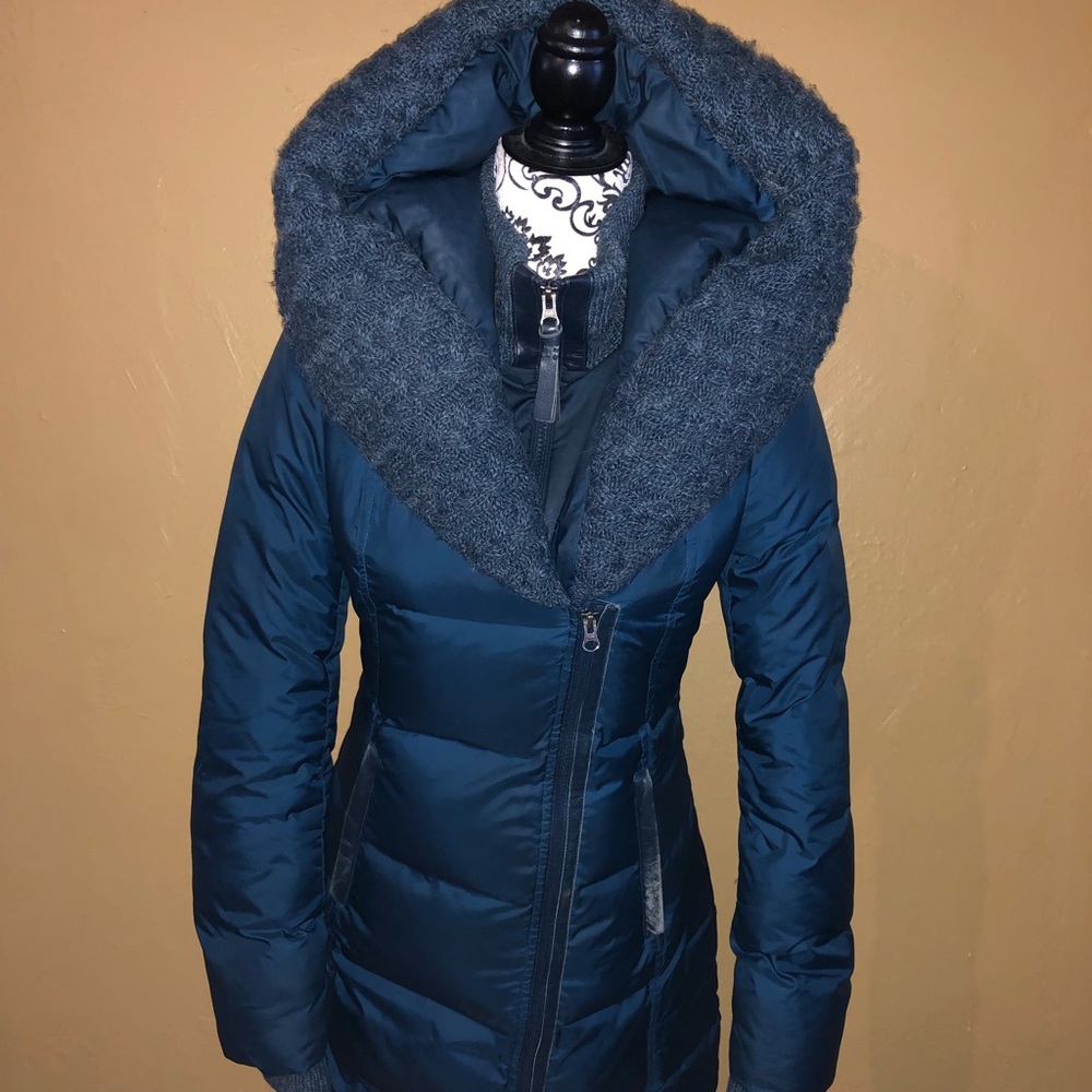 Mackage navy blue tweed coat size Xs